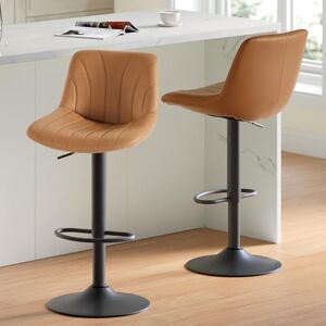 VASAGLE Tabourets de Bar, avec Dossier, Chaises de Bar Hauteur Réglable, Rotation à 360°, Repose-Pied en Métal, pour Salle à Manger, Cuisine, PU, Lot de 2, Marron Caramel LJB181KN01 - Publicité VASAGLE Tabourets de Bar, avec Dossier, Chaises de Bar Hauteur Réglable, Rotation à 360°, Repose-Pied en Métal, pour Salle à Manger, Cuisine, PU, Lot de 2, Marron Caramel LJB181KN01 - Publicité