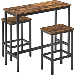 VASAGLE Ensemble de Meubles de Salle à Manger, Table et Tabourets de Bar, Table Petit-Déjeuner avec 2 Tabourets Hauts, Cadre en Acier, Style Industriel, Marron Rustique et Noir d'encre LBT218B01 - Publicité VASAGLE Ensemble de Meubles de Salle à Manger, Table et Tabourets de Bar, Table Petit-Déjeuner avec 2 Tabourets Hauts, Cadre en Acier, Style Industriel, Marron Rustique et Noir d'encre LBT218B01 - Publicité