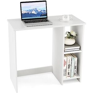 COSTWAY Bureau d'Ordinateur, Table de Travail pour Petit Espace, avec 2 Compartiments, Bureau Moderne de Style Simple, Bureau Informatique pour Chambre, Studio, 40 x 80 x74 cm, Blanc - Publicité