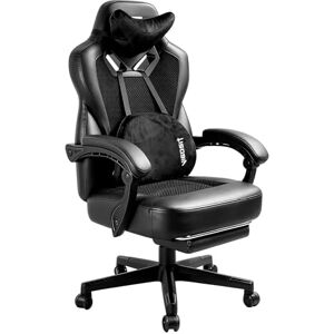 Vigosit Chaise Gaming Pro, Chaise Bureau Ergonomique pour Adulte, Inclinable Fauteuil De Bureau Siege Gaming avec Accoudoirs Repose-Pieds Et Support Lombaire, Mesh Gamer Chair Confortable (Noir) - Publicité Vigosit Chaise Gaming Pro, Chaise Bureau Ergonomique pour Adulte, Inclinable Fauteuil De Bureau Siege Gaming avec Accoudoirs Repose-Pieds Et Support Lombaire, Mesh Gamer Chair Confortable (Noir) - Publicité