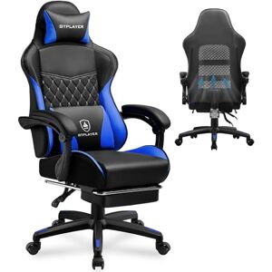 GTPLAYER Chaise Gaming, Chaise de Bureau Ergonomique Réglable en Hauteur, Utilisable en Hiver et en Été, avec Dossier Double, Repose-Pieds, Housse Amovible et Support Lombaire, Supporte 150 kg, Bleu - Publicité GTPLAYER Chaise Gaming, Chaise de Bureau Ergonomique Réglable en Hauteur, Utilisable en Hiver et en Été, avec Dossier Double, Repose-Pieds, Housse Amovible et Support Lombaire, Supporte 150 kg, Bleu - Publicité