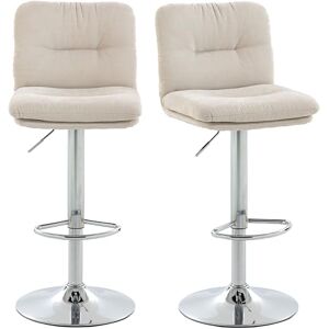 HOMCOM Set of 2 Swivel Bar Stools, Tall Linen Upholstered Kitchen Stools with Adjustable Height 64-86 cm, Backrest, Footrest, Cushioned Seat and Steel Base, Beige (Jeu de 2 tabourets de Bar - Publicité HOMCOM Set of 2 Swivel Bar Stools, Tall Linen Upholstered Kitchen Stools with Adjustable Height 64-86 cm, Backrest, Footrest, Cushioned Seat and Steel Base, Beige (Jeu de 2 tabourets de Bar - Publicité