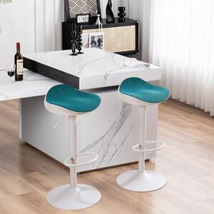 YOUNIKE Tabouret de Bar Lot de 2 Blanc, Chaise Haute Bistrot Été en Velour Vert Paon Réglable en Hauteur et Pivotant avec Repose-Pieds, Tabouret pour Bar, Comptoir, îlot de Cuisine, Blanc-Vert - Publicité