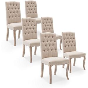 INTENSE DECO Lot de 6 chaises capitonnées Jade Tissu Beige - Publicité INTENSE DECO Lot de 6 chaises capitonnées Jade Tissu Beige - Publicité