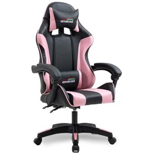 Amstrad AMS-800-PINK Fauteuil/Chaise de Bureau Gamer Coloris Noir & Rose Coussin Lombaire & appuie tête - Publicité Amstrad AMS-800-PINK Fauteuil/Chaise de Bureau Gamer Coloris Noir & Rose Coussin Lombaire & appuie tête - Publicité