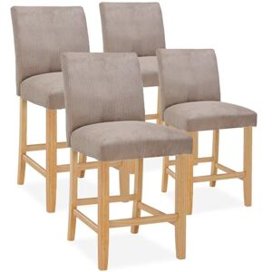 INTENSE DECO Lot de 4 chaises de Bar en Bois Rosie Velours côtelé Taupe H65cm - Publicité INTENSE DECO Lot de 4 chaises de Bar en Bois Rosie Velours côtelé Taupe H65cm - Publicité