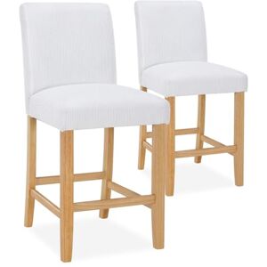 INTENSE DECO Lot de 2 chaises de Bar en Bois Rosie Velours côtelé Blanc H65cm - Publicité INTENSE DECO Lot de 2 chaises de Bar en Bois Rosie Velours côtelé Blanc H65cm - Publicité