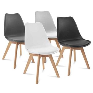 IDMarket Lot de 4 chaises scandinaves SARA Mix Color Gris foncé, Gris Clair, Blanc et Noir - Publicité