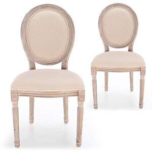 Menzzo Lot de 2 chaises médaillon Style Louis XVI – Tissu Beige Effet Lin, Bois patiné, Assise et Dossier rembourrés – chaises de Salle à Manger élégantes Vintage Chic - Publicité Menzzo Lot de 2 chaises médaillon Style Louis XVI – Tissu Beige Effet Lin, Bois patiné, Assise et Dossier rembourrés – chaises de Salle à Manger élégantes Vintage Chic - Publicité
