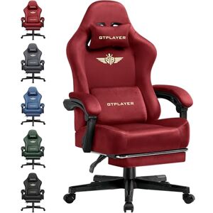 GTPLAYER Chaise de Gaming Respirante Ergonomique Tissu de qualité supérieure Ergonomique Dossier réglable à 160° et Repose-Pieds Extensible Charge 180 kg Rouge - Publicité GTPLAYER Chaise de Gaming Respirante Ergonomique Tissu de qualité supérieure Ergonomique Dossier réglable à 160° et Repose-Pieds Extensible Charge 180 kg Rouge - Publicité