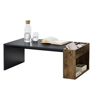 [en.casa] Table Basse Design pour Salon Meuble Stylé avec Compartiments de Stockage en Panneaux de Particules Mélaminés 34 x 95 x 50 cm Noir Chêne Foncé - Publicité