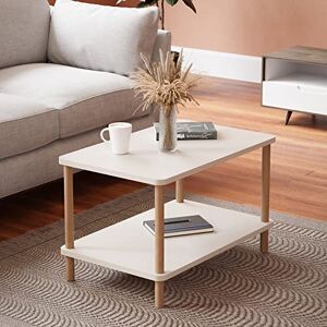 [en.casa] Table Basse Rectangulaire avec Surface de Rangement Meuble de Salon Design Panneau de Particules Bois de Hêtre 43 x 70 x 44 cm Blanc Naturel - Publicité