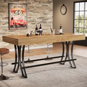 Tribesigns Table de bar rectangulaire de 160 cm de hauteur avec repose-pieds en métal, pour cuisine, salle à manger, pub, unité de bar industrielle pour divertissement, autonome, marron rustique - Publicité Tribesigns Table de bar rectangulaire de 160 cm de hauteur avec repose-pieds en métal, pour cuisine, salle à manger, pub, unité de bar industrielle pour divertissement, autonome, marron rustique - Publicité