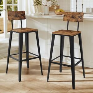 VASAGLE Tabouret Bar Industriel, Lot de 2, Chaise Bar Cuisine, avec Dossier, Cadre en Acier, Montage Facile, Style Industriel, Marron Rustique et Noir d'encre LBC078B01 - Publicité VASAGLE Tabouret Bar Industriel, Lot de 2, Chaise Bar Cuisine, avec Dossier, Cadre en Acier, Montage Facile, Style Industriel, Marron Rustique et Noir d'encre LBC078B01 - Publicité