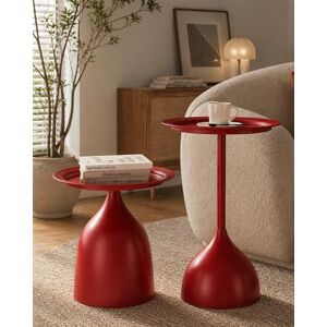 Xinyvee Lot de 2 Table d'Appoint Rouge en Métal Bout de Canapé Rond, Petite Table Basse de Jardin ou Salon, Guéridon Salon Vintage, Hauteur 42/60cm - Publicité Xinyvee Lot de 2 Table d'Appoint Rouge en Métal Bout de Canapé Rond, Petite Table Basse de Jardin ou Salon, Guéridon Salon Vintage, Hauteur 42/60cm - Publicité