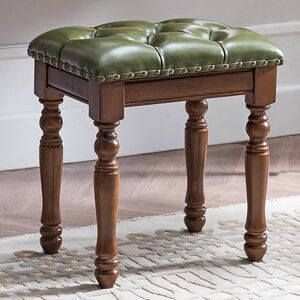 SASNMEO Tabouret de Vanité en Bois Massif avec Coussin Rembourré, Banc de Piano avec Pieds Sculptés en Bois, Siège Rembourré en Cuir Artificiel Respirant avec Boutons, 15,7 X 11,8 X 17,7" ( Color : Green ) - Publicité