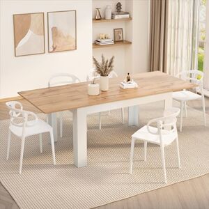 MOBILI FIVER , Table de Salle à Manger Extensible 140 (220 x 90 cm) en chêne Rustique et Blanc, fabriquée en Italie - Publicité MOBILI FIVER , Table de Salle à Manger Extensible 140 (220 x 90 cm) en chêne Rustique et Blanc, fabriquée en Italie - Publicité