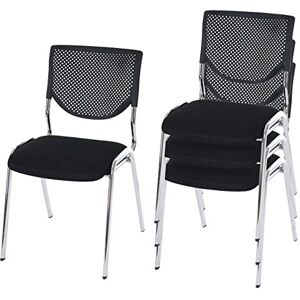Mendler Lot de 4 chaises de conférence T401 empilable siège Noir Pieds chromés - Publicité Mendler Lot de 4 chaises de conférence T401 empilable siège Noir Pieds chromés - Publicité