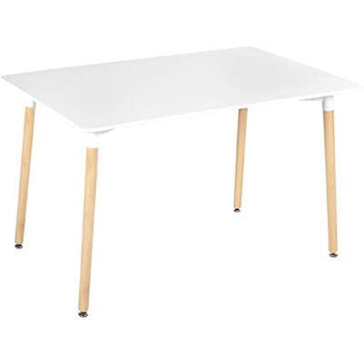 Beliani Table à Manger Style Scandinave 120 x 80 cm en MDF Blanc et Bois Clair Newberry - Publicité Beliani Table à Manger Style Scandinave 120 x 80 cm en MDF Blanc et Bois Clair Newberry - Publicité