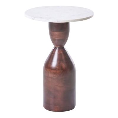 Beliani Table d'Appoint Moderne Plateau en Marbre et Pied en Bois de Manguier Accessoire Salon Rond Marron Wallula - Publicité Beliani Table d'Appoint Moderne Plateau en Marbre et Pied en Bois de Manguier Accessoire Salon Rond Marron Wallula - Publicité