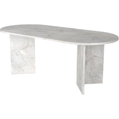 Unique Table à Manger 8 Personnes Effet marbre Blanc TOPANIA - Publicité Unique Table à Manger 8 Personnes Effet marbre Blanc TOPANIA - Publicité