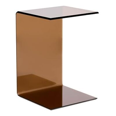 Beliani Table d'Appoint Moderne en Verre 40 x 61 cm Transparent Marron Lourdes - Publicité Beliani Table d'Appoint Moderne en Verre 40 x 61 cm Transparent Marron Lourdes - Publicité