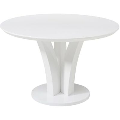 Unique Table à Manger Ronde 4 Personnes en MDF Blanc laqué VIALETA - Publicité Unique Table à Manger Ronde 4 Personnes en MDF Blanc laqué VIALETA - Publicité