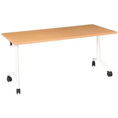 Beliani Bureau Moderne Structure en Métal Pliant Rectangulaire 160 x 60 cm avec roulettes Marron et Blanc Cavi - Publicité Beliani Bureau Moderne Structure en Métal Pliant Rectangulaire 160 x 60 cm avec roulettes Marron et Blanc Cavi - Publicité