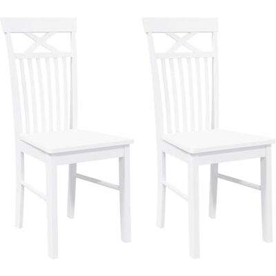 vidaXL Chaises de salle à manger en bois de caoutchouc blanc - Chaises de salle à manger - Publicité vidaXL Chaises de salle à manger en bois de caoutchouc blanc - Chaises de salle à manger - Publicité