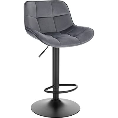 EUGAD Tabouret Bar, Chaise de Bar Pivotante, avec Repose-Pieds et Dossier, pour Bistro, Restaurant, Cuisine, Hauteur Réglable, en Velours, Gris Foncé - Publicité EUGAD Tabouret Bar, Chaise de Bar Pivotante, avec Repose-Pieds et Dossier, pour Bistro, Restaurant, Cuisine, Hauteur Réglable, en Velours, Gris Foncé - Publicité