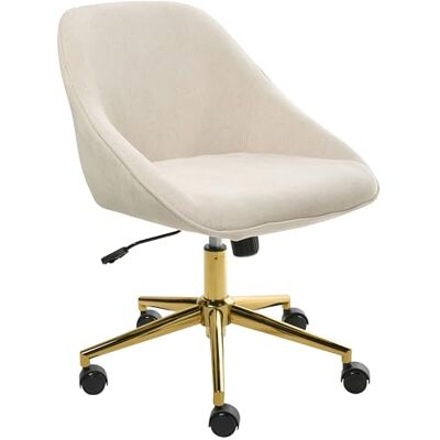 Beliani Chaise de Bureau en Velours Réglable Pivotant Pieds Dorés en Métal Siège Beige Clair Bardsdale - Publicité Beliani Chaise de Bureau en Velours Réglable Pivotant Pieds Dorés en Métal Siège Beige Clair Bardsdale - Publicité