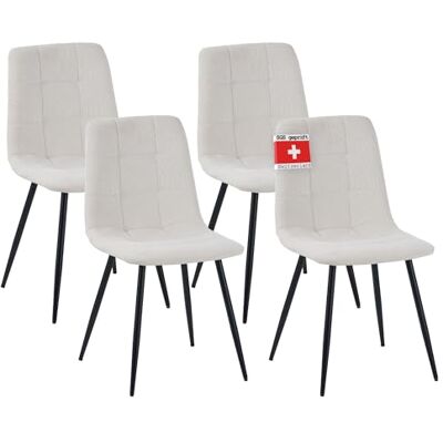 Albatros Bora Lot de 4 chaises de salle à manger rembourrées avec housse en velours beige, design vintage élégant, charge maximale : 110 kg, pour cuisine, salle à manger ou table à manger - Publicité Albatros Bora Lot de 4 chaises de salle à manger rembourrées avec housse en velours beige, design vintage élégant, charge maximale : 110 kg, pour cuisine, salle à manger ou table à manger - Publicité