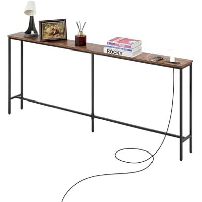 VEVOR Table Console étroite pour canapé, 180 cm, Table d'entrée Longue avec Prises de Courant, Console Meuble à 1 Niveau, avec Cadre en métal et Station de Charge, pour Couloir, Salon, Marron et Noir - Publicité VEVOR Table Console étroite pour canapé, 180 cm, Table d'entrée Longue avec Prises de Courant, Console Meuble à 1 Niveau, avec Cadre en métal et Station de Charge, pour Couloir, Salon, Marron et Noir - Publicité