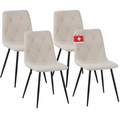 Albatros Dora Lot de 4 chaises de salle à manger rembourrées avec housse en tissu, beige, design vintage élégant, charge maximale : 110 kg, pour cuisine, salle à manger ou table à manger - Publicité Albatros Dora Lot de 4 chaises de salle à manger rembourrées avec housse en tissu, beige, design vintage élégant, charge maximale : 110 kg, pour cuisine, salle à manger ou table à manger - Publicité