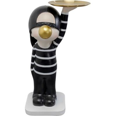 Kisasztal Bubble Boy - Plateau en métal, figure en polirezine noir et blanc, 42x74x34cm - Publicité Kisasztal Bubble Boy - Plateau en métal, figure en polirezine noir et blanc, 42x74x34cm - Publicité