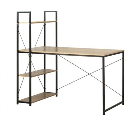 Calicosy Bureau de Travail avec Étagères Bois et Métal Poste de Travail Stable Étagères de Rangements Noir et Chêne Clair Style Industriel 120 x 60 x H120 cm - Publicité Calicosy Bureau de Travail avec Étagères Bois et Métal Poste de Travail Stable Étagères de Rangements Noir et Chêne Clair Style Industriel 120 x 60 x H120 cm - Publicité