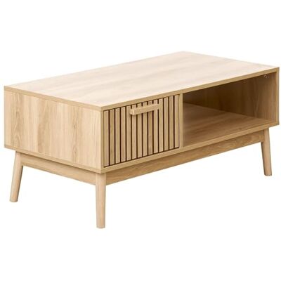 Beliani Table Basse Style Scandinave Tiroir MDF Pieds en Bois Etagère Espace de Rangement Bois Clair Lynwood - Publicité Beliani Table Basse Style Scandinave Tiroir MDF Pieds en Bois Etagère Espace de Rangement Bois Clair Lynwood - Publicité