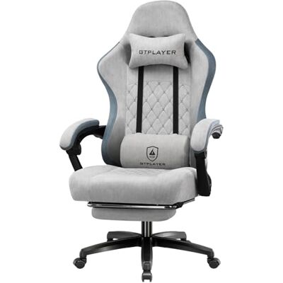 GTPLAYER Chaise de Gaming en Tissu Ergonomique Respirant Chaise Gamer inclinable avec Repose-Pieds, Coussin Lombaire et appuie-tête, Chaises Gaming réglables en Hauteur Jeux, Supporte 150 kg - Publicité GTPLAYER Chaise de Gaming en Tissu Ergonomique Respirant Chaise Gamer inclinable avec Repose-Pieds, Coussin Lombaire et appuie-tête, Chaises Gaming réglables en Hauteur Jeux, Supporte 150 kg - Publicité