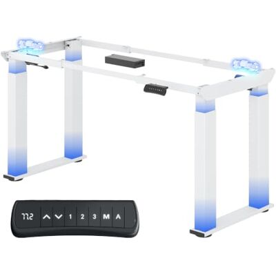 FLEXISPOT E1Q Cadre Bureau Assis Debout, Table avec 4 Pieds et Double Moteurs, Table à Manger et Bureau, Télescopique 2 Directions (Capacité de Charge 150 kg) Blanc - Publicité FLEXISPOT E1Q Cadre Bureau Assis Debout, Table avec 4 Pieds et Double Moteurs, Table à Manger et Bureau, Télescopique 2 Directions (Capacité de Charge 150 kg) Blanc - Publicité