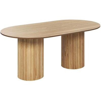 Beliani Table de Repas Ovale 180 x 100 cm en MDF et Bois d'Hévéa Bois Clair Sheridan - Publicité Beliani Table de Repas Ovale 180 x 100 cm en MDF et Bois d'Hévéa Bois Clair Sheridan - Publicité
