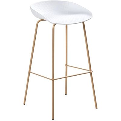 Beliani Lot de 4 Chaises de Bar de Salle à Manger en Matériau Synthétique Polyester Pieds en Fer et Bois Blanc Venlo - Publicité Beliani Lot de 4 Chaises de Bar de Salle à Manger en Matériau Synthétique Polyester Pieds en Fer et Bois Blanc Venlo - Publicité