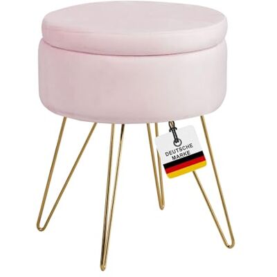 Albatros Tabouret avec espace de rangement Cannes en velours Tabouret rond rose Repose-pieds et tabouret pour coiffeuse Chaise de maquillage moderne pour chambre à coucher Tabouret avec - Publicité Albatros Tabouret avec espace de rangement Cannes en velours Tabouret rond rose Repose-pieds et tabouret pour coiffeuse Chaise de maquillage moderne pour chambre à coucher Tabouret avec - Publicité