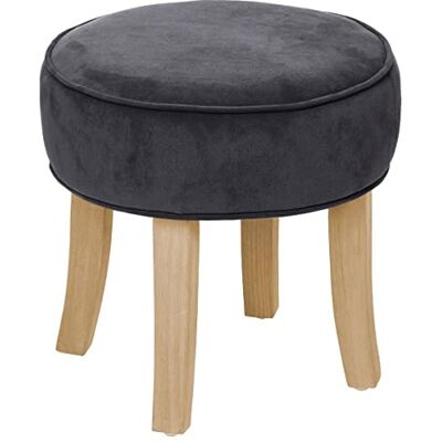Atmosphera - Adriel - Velours gris - Tabouret - Publicité Atmosphera - Adriel - Velours gris - Tabouret - Publicité