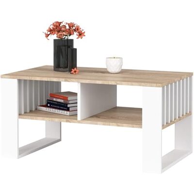 AKORD Table de Salon avec 2 étagères Rockford 92 x 45 x 53 cm Table Basse Design Moderne Tables Basses de Salon Tableau Meuble de Rangement Panneau Stratifié 16mm Blanc & Chêne Sonoma - Publicité AKORD Table de Salon avec 2 étagères Rockford 92 x 45 x 53 cm Table Basse Design Moderne Tables Basses de Salon Tableau Meuble de Rangement Panneau Stratifié 16mm Blanc & Chêne Sonoma - Publicité