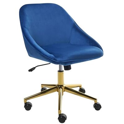 Beliani Chaise de Bureau en Velours Réglable Pivotant Pieds Dorés Siège Bleu Marine Bardsdale - Publicité Beliani Chaise de Bureau en Velours Réglable Pivotant Pieds Dorés Siège Bleu Marine Bardsdale - Publicité