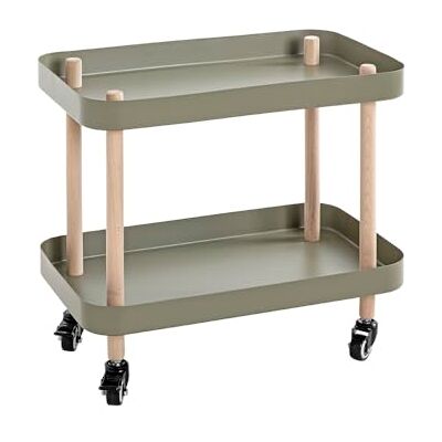 HAKU Table d'appoint sur roulettes, Bois Massif Naturel, métal Vert Roseau, Table de Salon Mobile Dimensions : L 50 x H 47 x P 30 cm Style : Moderne - Publicité HAKU Table d'appoint sur roulettes, Bois Massif Naturel, métal Vert Roseau, Table de Salon Mobile Dimensions : L 50 x H 47 x P 30 cm Style : Moderne - Publicité