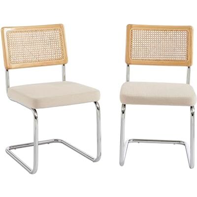 BAÏTA Lot de 2 chaises Ella Velours côtelé écru Pieds métal chromé - Publicité BAÏTA Lot de 2 chaises Ella Velours côtelé écru Pieds métal chromé - Publicité