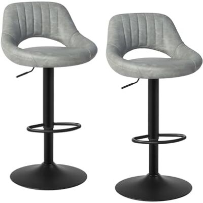 EUGAD Tabourets de Bar Lot de 2, Rotatif à 360 °et réglable en Hauteur,Tabouret de Cuisine, en Similicuir, Gris 0669BY-2 - Publicité EUGAD Tabourets de Bar Lot de 2, Rotatif à 360 °et réglable en Hauteur,Tabouret de Cuisine, en Similicuir, Gris 0669BY-2 - Publicité
