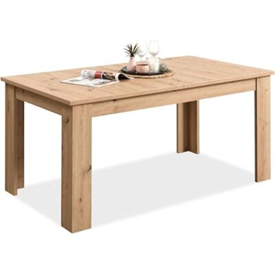 Homestyle4u Table extensible en bois de chêne 120 x 80 cm pour salle à manger et cuisine moderne extensible jusqu'à 160 cm pour 6 personnes. Publicité Homestyle4u Table extensible en bois de chêne 120 x 80 cm pour salle à manger et cuisine moderne extensible jusqu'à 160 cm pour 6 personnes. Publicité