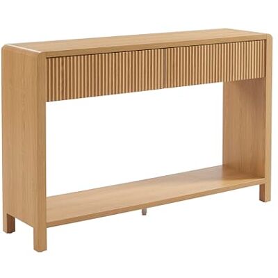 BAÏTA Console Utica Effet chêne 2 tiroirs 120cm - Publicité BAÏTA Console Utica Effet chêne 2 tiroirs 120cm - Publicité